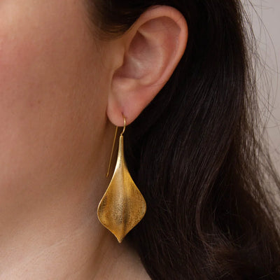 18ct Gold Vermeil Ray Leaf Drop Earrings
