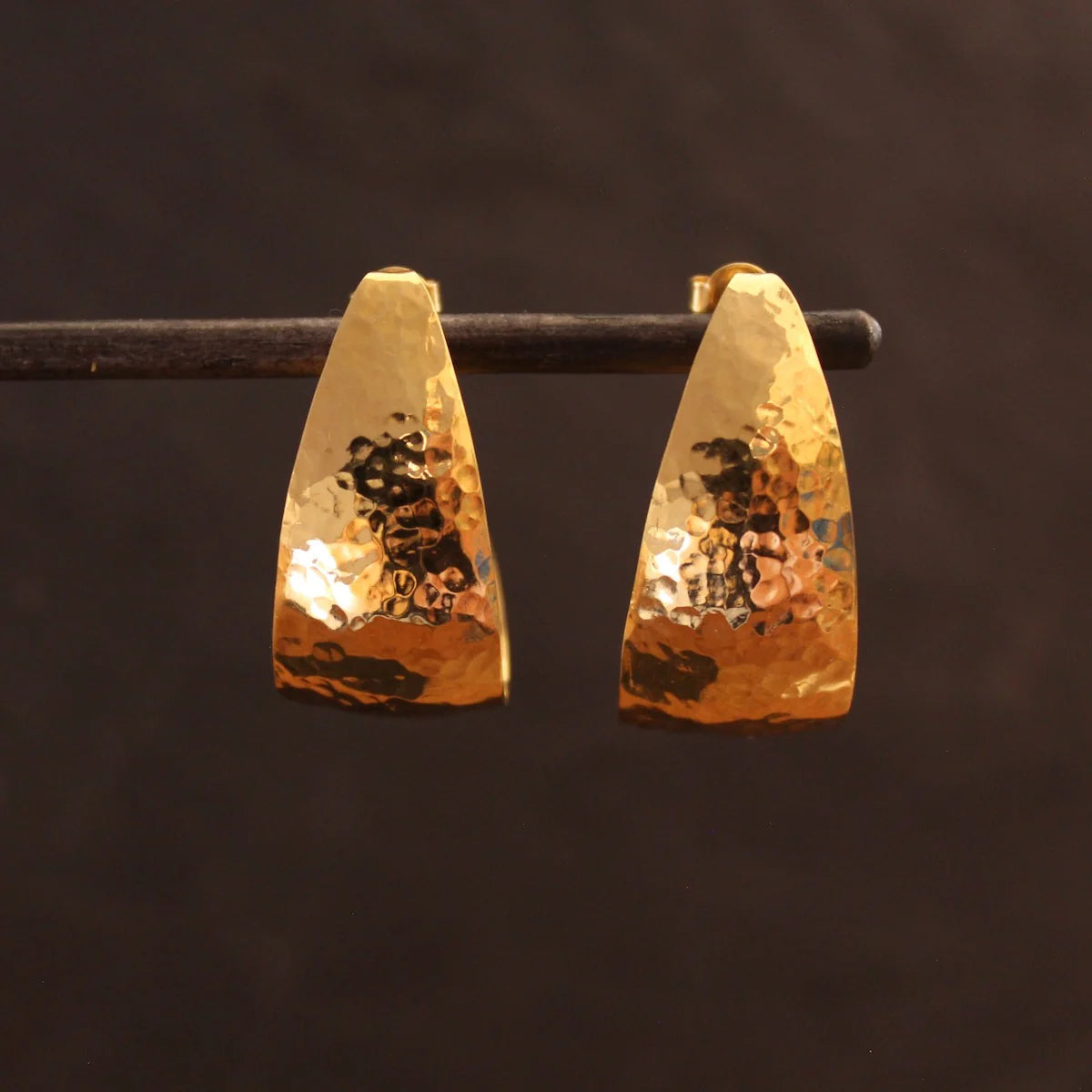 Gold Vermeil Large Hammered Hoop Earrings