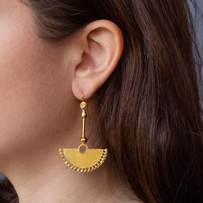 18ct Gold Vermeil Wirework Fan Earrings - Rococo Jewellery