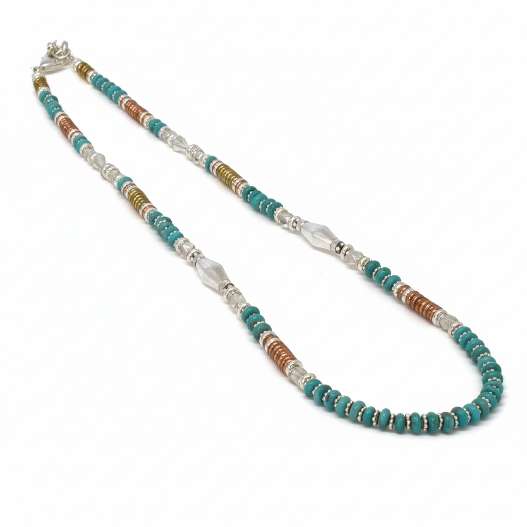 Silver Turquoise and Mixed Metals Necklace