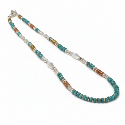 Silver Turquoise and Mixed Metals Necklace