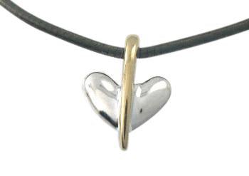 9ct Gold and Sterling Silver Heart Pendant - Rococo Jewellery