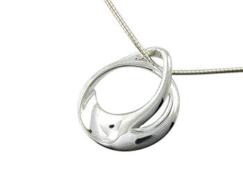 Silver Contemporary Swirl Design Pendant - Rococo Jewellery