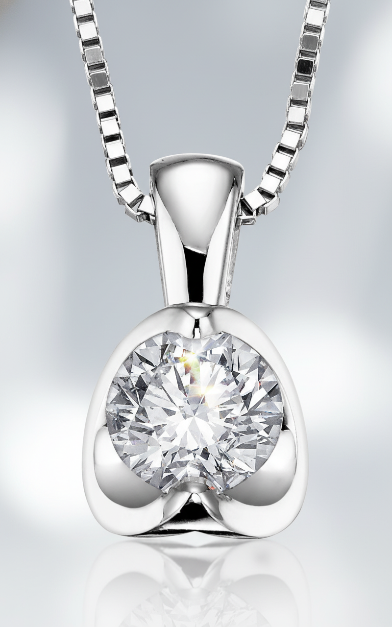 9ct White Gold Diamond Necklace