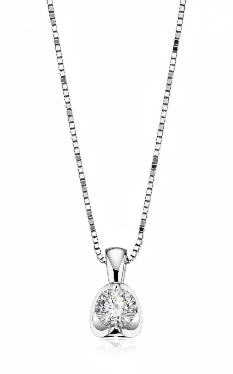 9ct White Gold Diamond Necklace