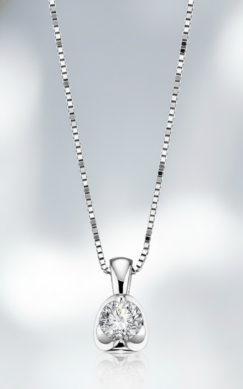 9ct White Gold Diamond Necklace