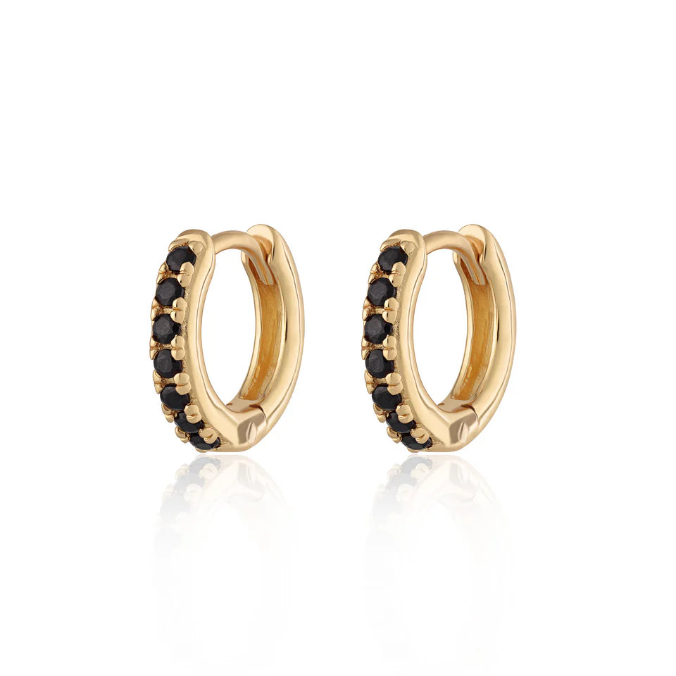Scream Pretty Gold Black Huggie Hoop Earrings