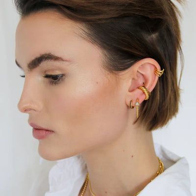 Scream Pretty Gold Black Huggie Hoop Earrings