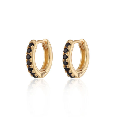 Scream Pretty Gold Black Huggie Hoop Earrings