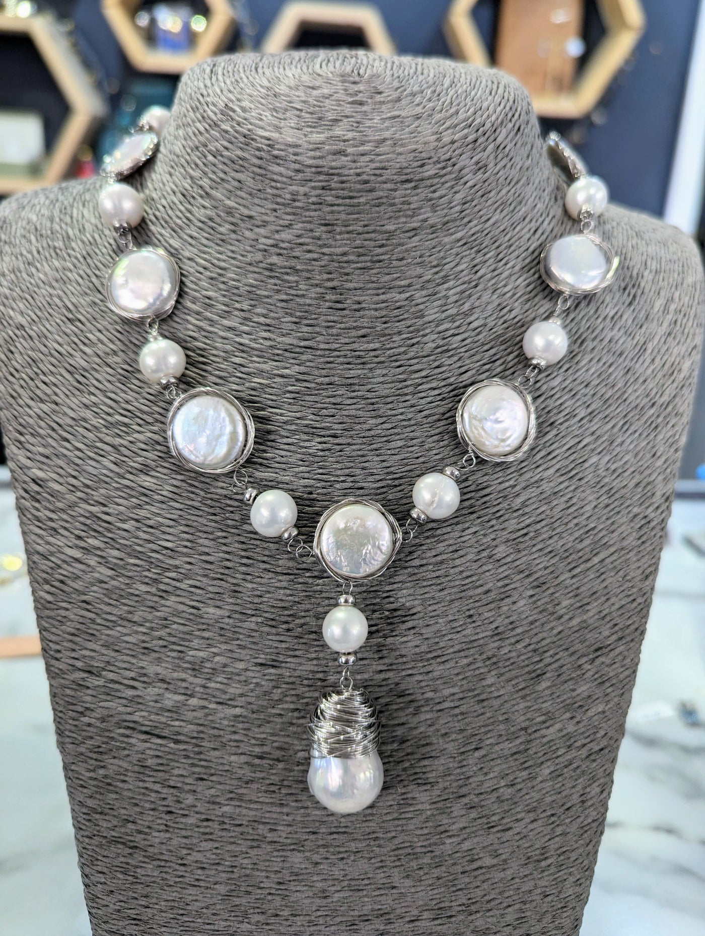 Sterling Silver Baroque Pearls Necklace