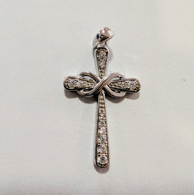 Cubic Zirconia Infinity Design Silver Cross - Rococo Jewellery