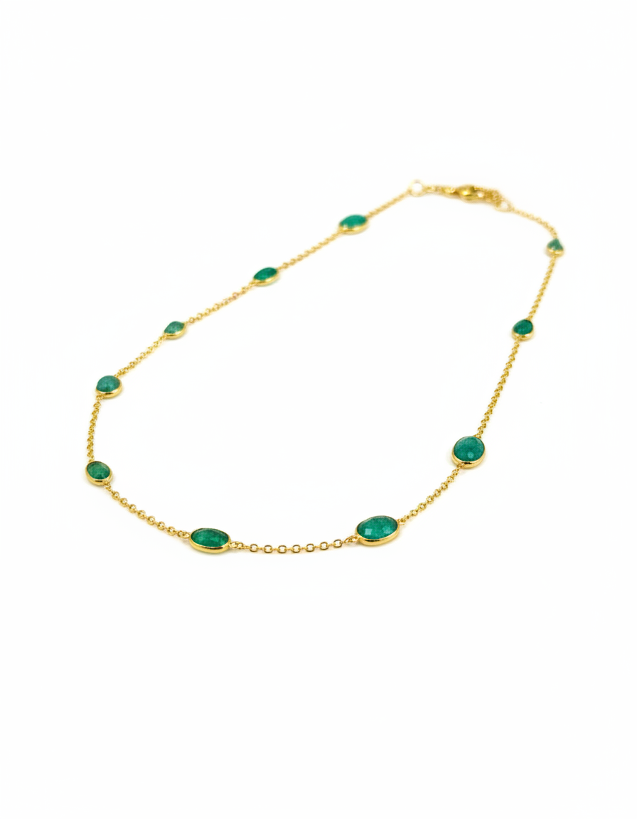 18ct Gold Vermeil Emerald Chain Necklace