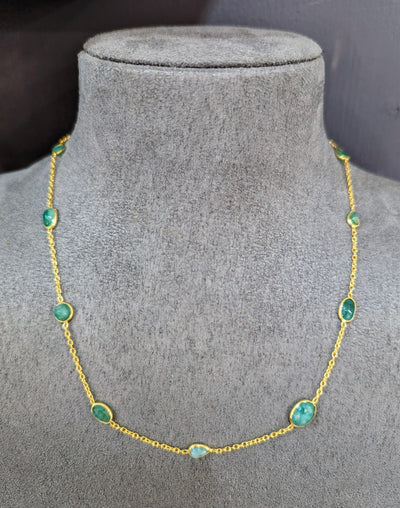 18ct Gold Vermeil Emerald Chain Necklace - Rococo Jewellery