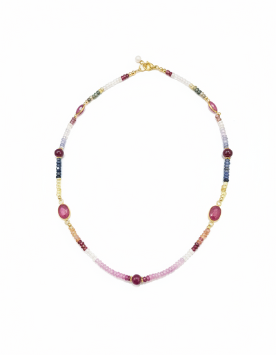 18ct Gold Vermeil Sapphire and Ruby Necklace