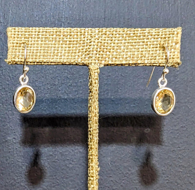 Oval Citrine Drop Earrings - Rococo Jewellery