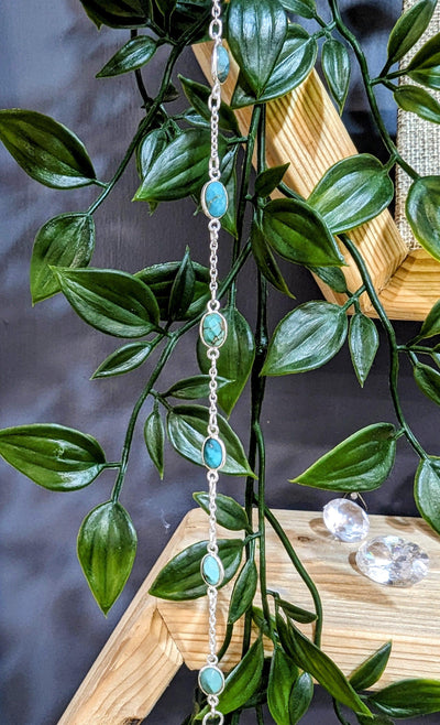 Turquoise Silver Chain Bracelet - Rococo Jewellery