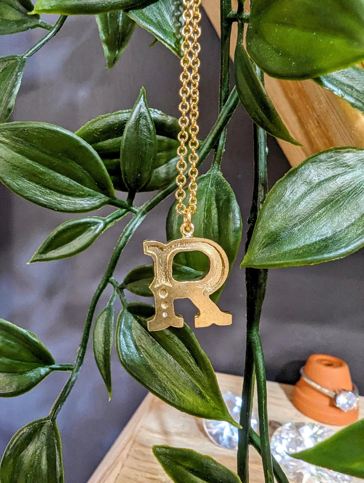 Alex Monroe 22ct Gold Vermeil Just My Type Letter R Necklace - Rococo Jewellery