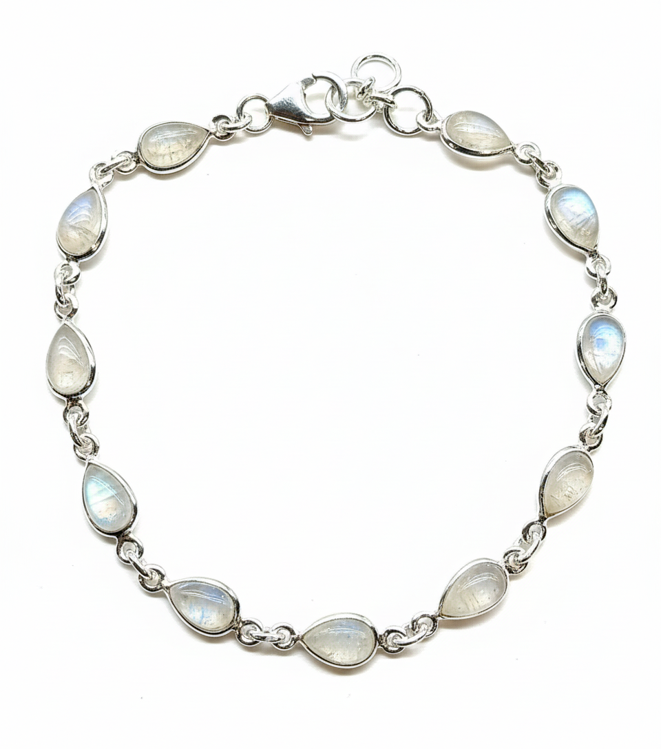 Rainbow Moonstone Teardrop Stones Bracelet