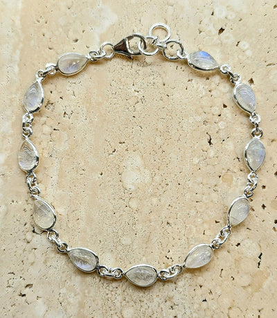 Rainbow Moonstone Teardrop Stones Bracelet - Rococo Jewellery