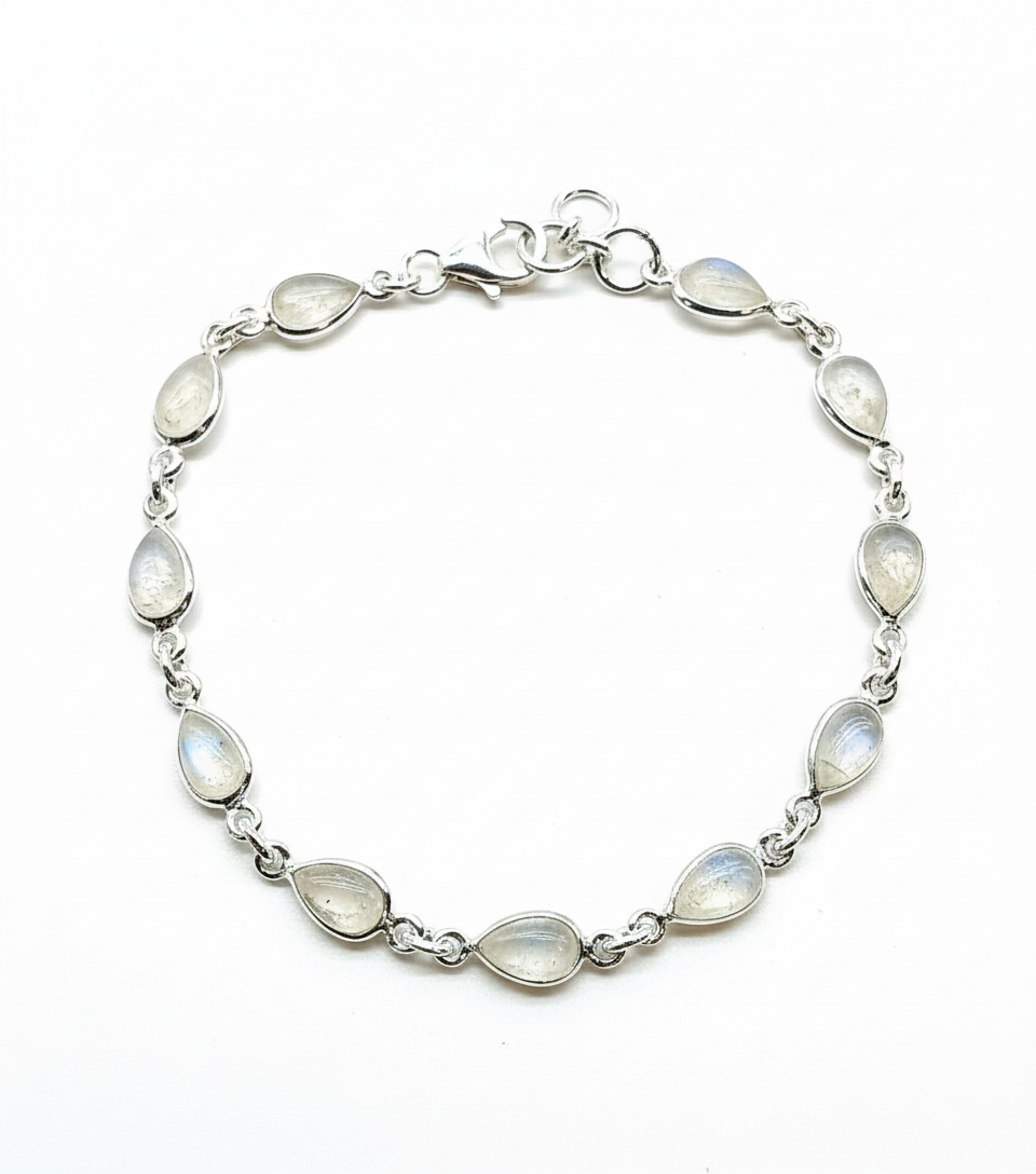 Rainbow Moonstone Teardrop Stones Bracelet