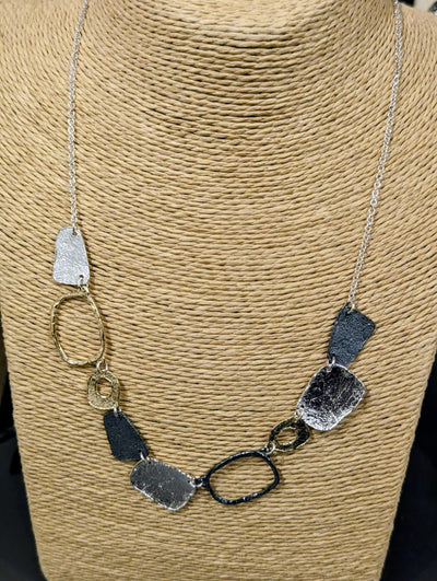 Saphirim Multi Element Gold Plated and Silver Necklace