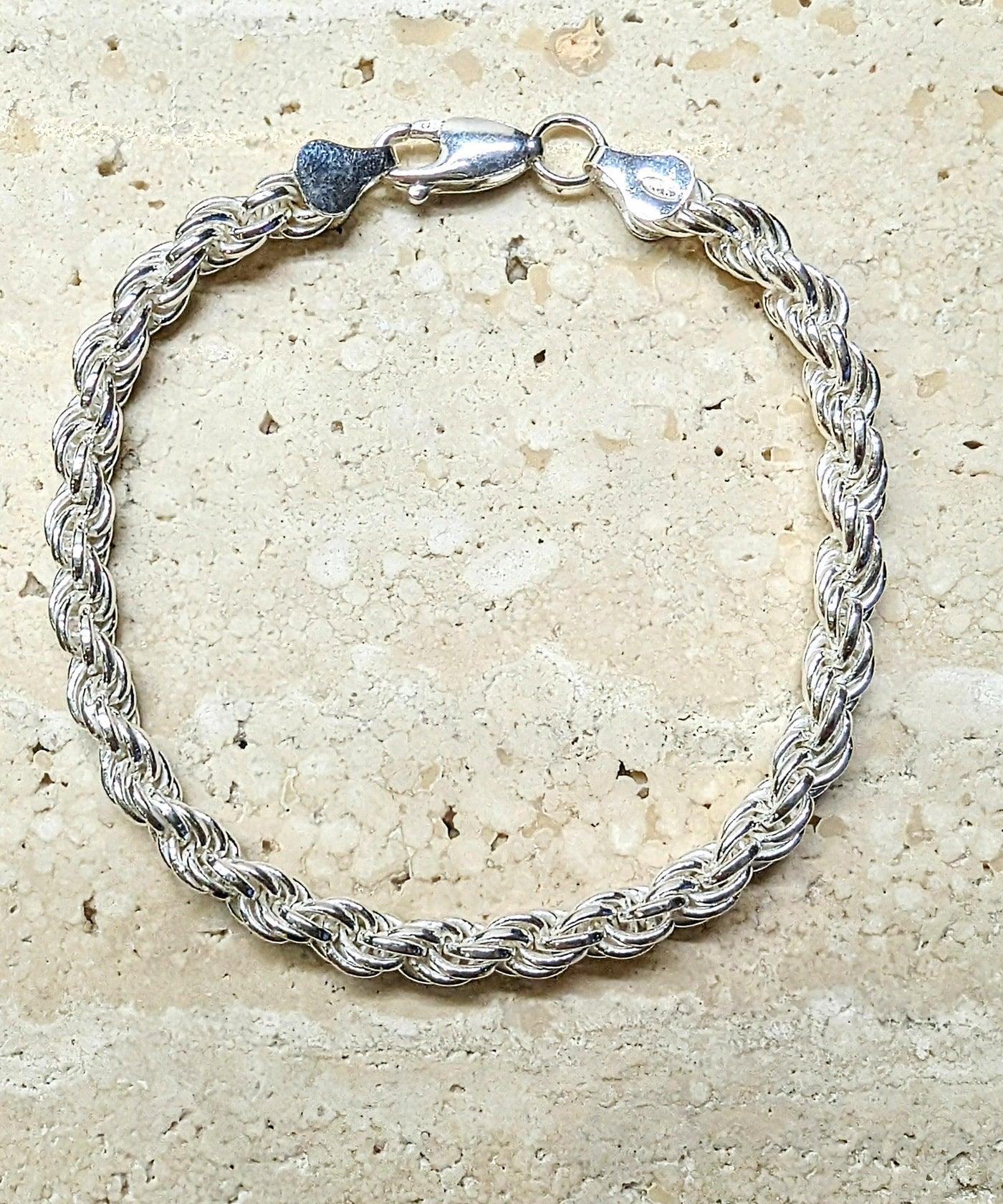 Sterling Silver Solid Rope Bracelet - Rococo Jewellery