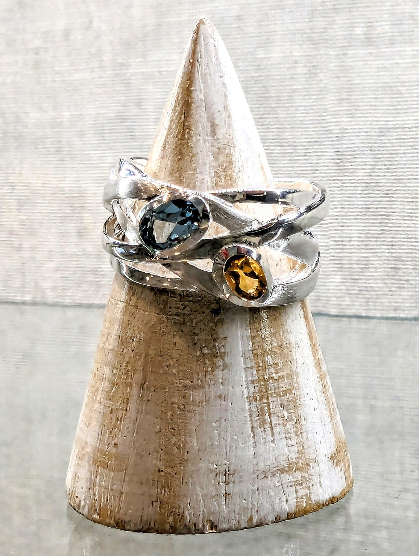 Silver Amethyst and Citrine Ring - Rococo Jewellery