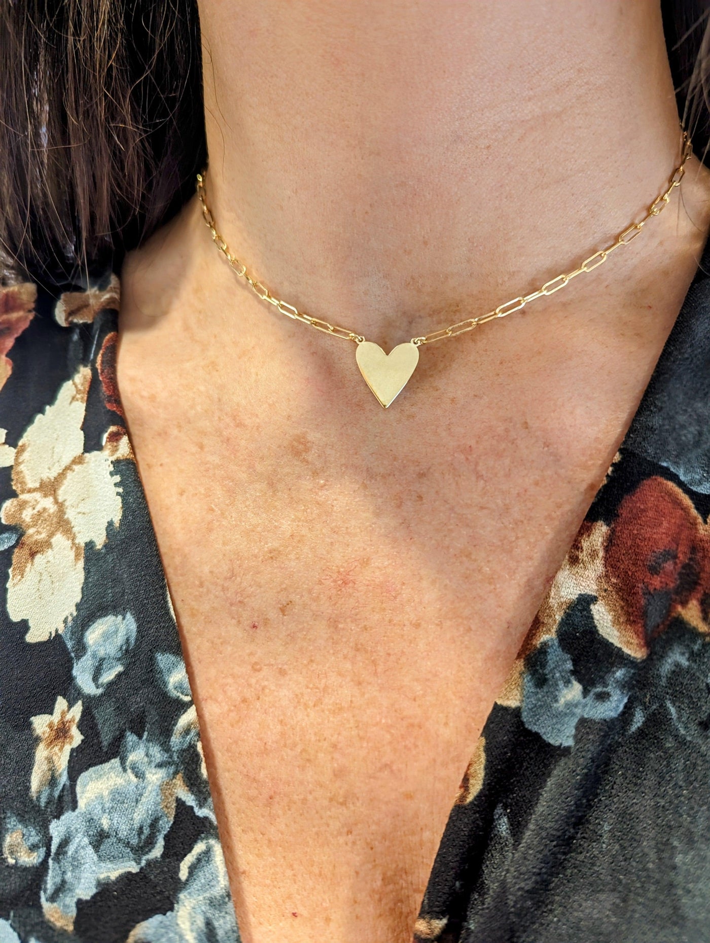 Gold Chain Link Heart Necklace - Rococo Jewellery