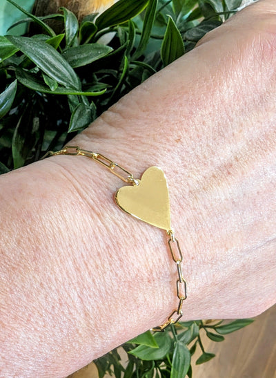 Gold Chain Link Heart Bracelet