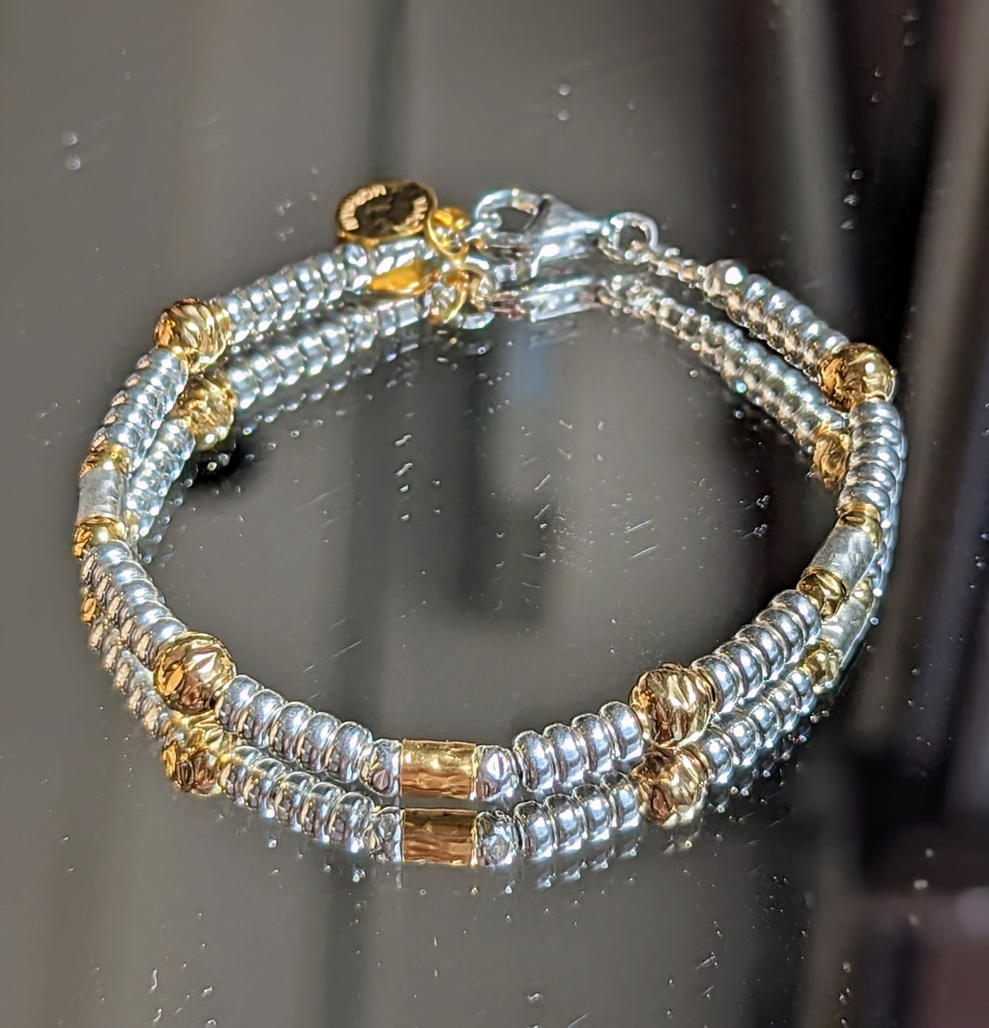 Yaron Morhaim Gold and Silver Round Bead Bracelet
