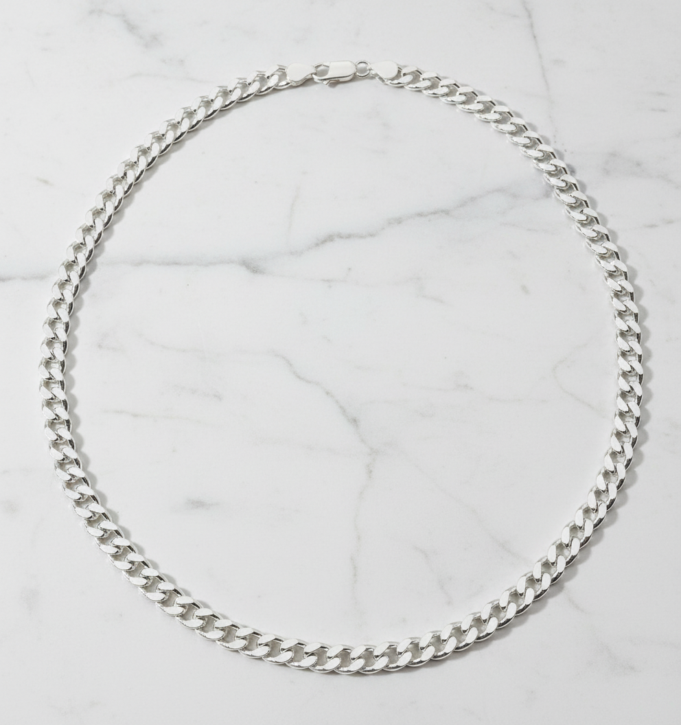 Sterling Silver Flat Curb Necklace