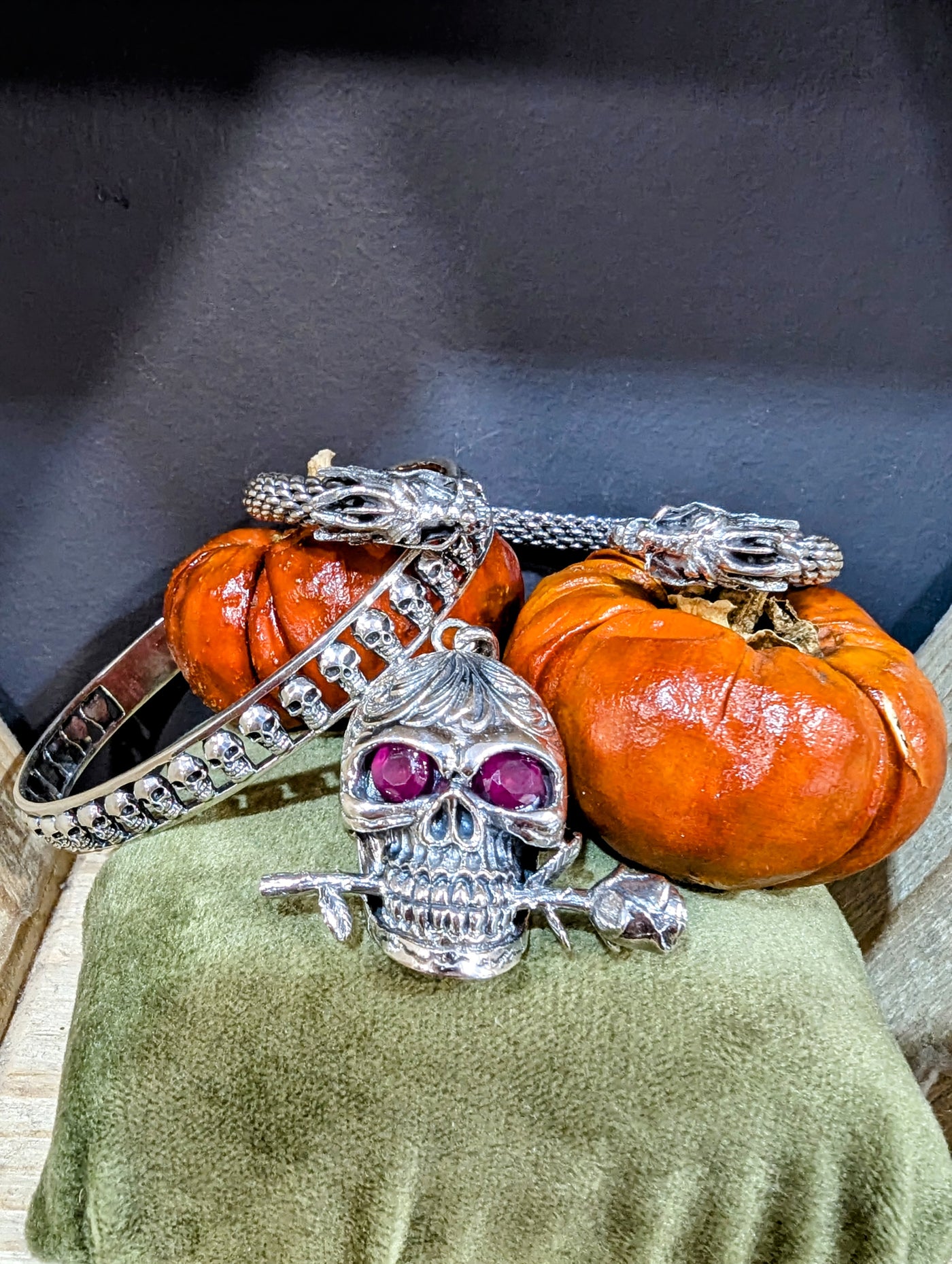 Sterling Silver Skull Cuff Bangle