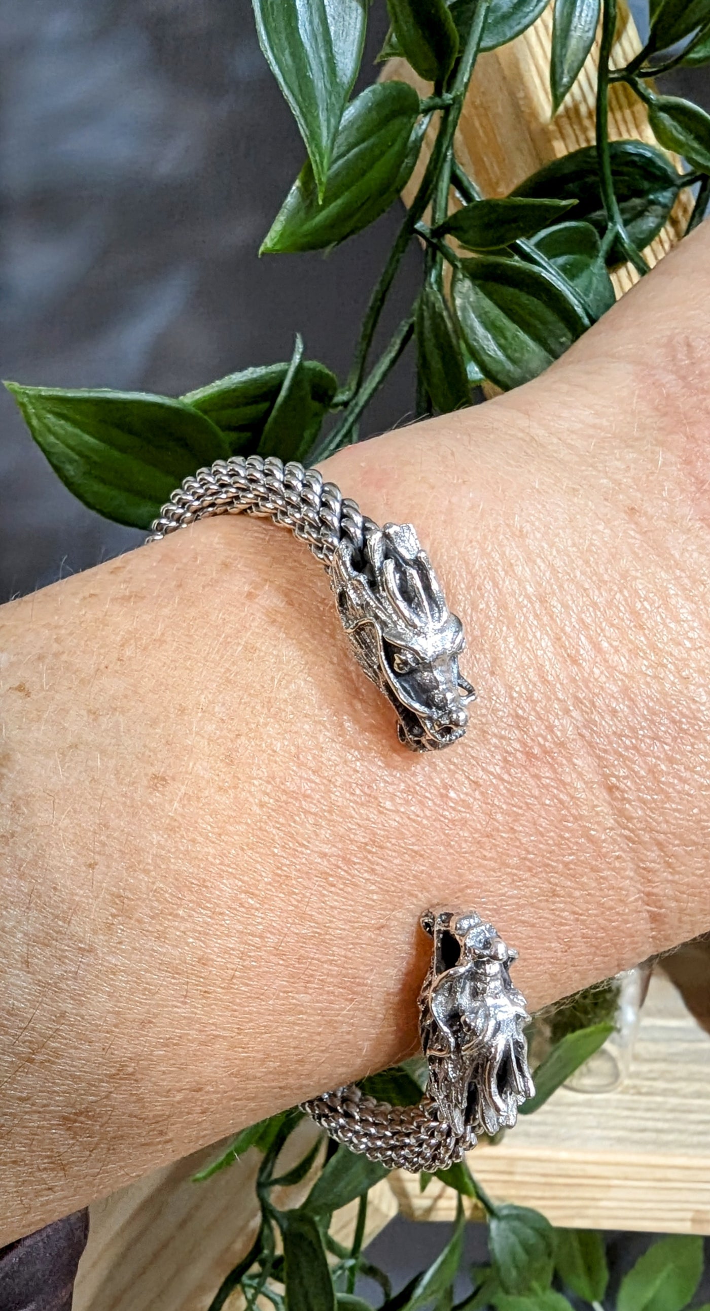 Sterling Silver Dragon Cuff Bangle