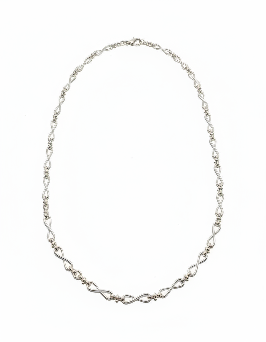 Sterling Silver Row of Infinity Twist Links Necklace