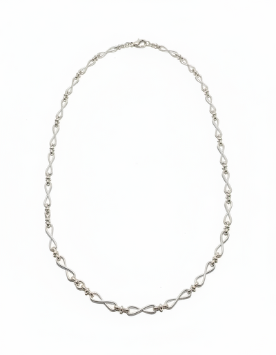 Sterling Silver Row of Infinity Twist Links Necklace