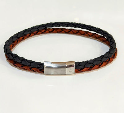 Unique & Co Two-Row Antique Brown and Black Leather Bracelet - Rococo Jewellery