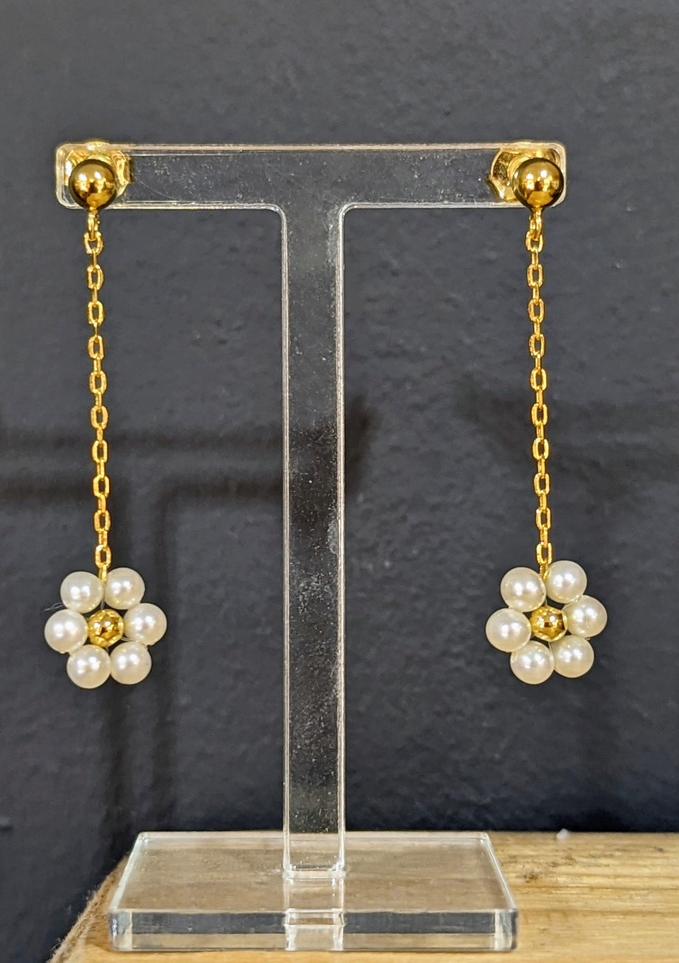 Sterling Silver & Gold Pearl Flower Cluster Earrings - Rococo Jewellery
