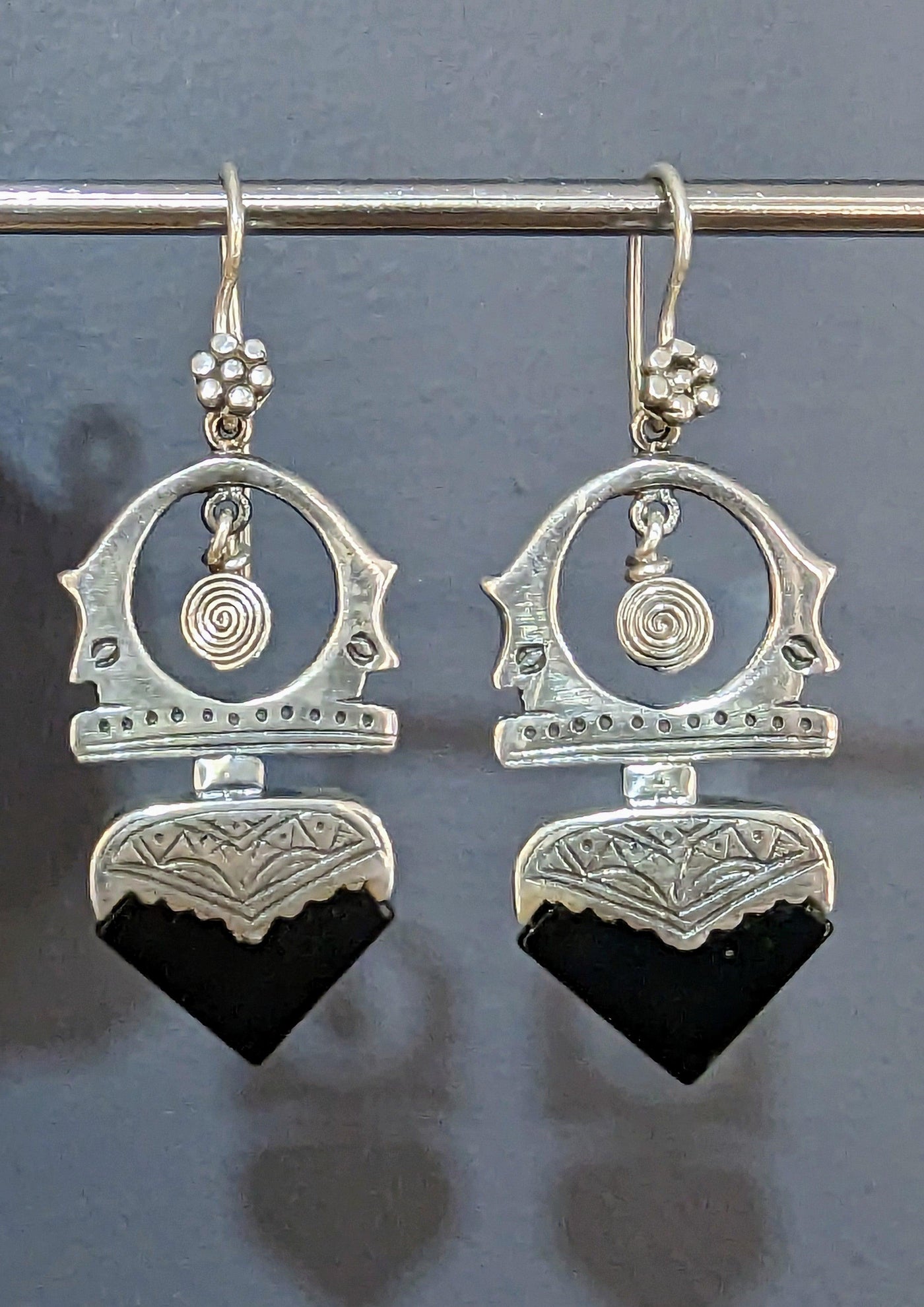 Black Onyx Aztec Earrings - Rococo Jewellery