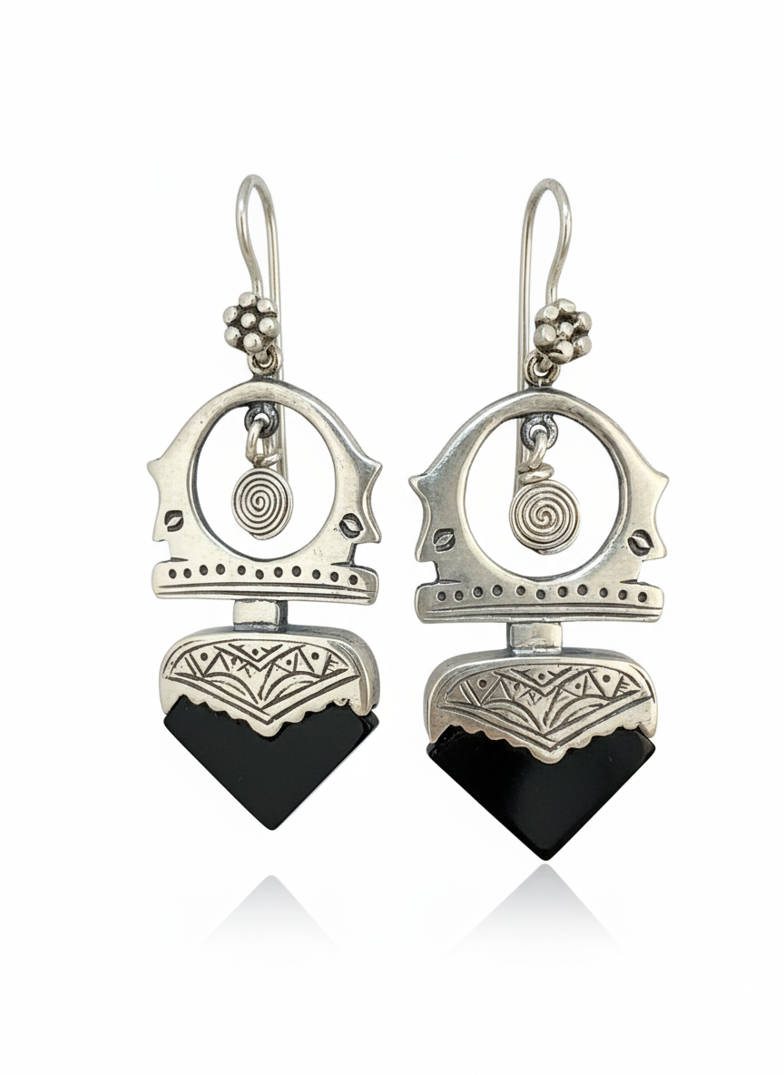 Black Onyx Aztec Earrings
