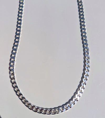 46cm Sterling Silver Flat Curb Chain Necklace - Rococo Jewellery