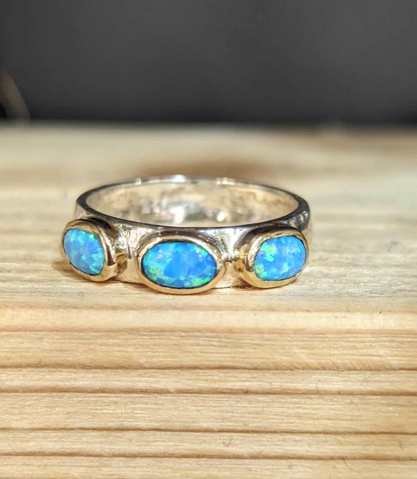 Yaron Morhaim 9ct Gold Three Opal Ring - Rococo Jewellery