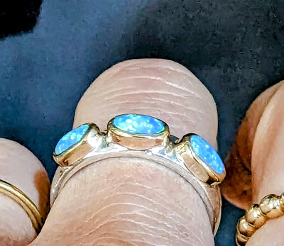 Yaron Morhaim 9ct Gold Three Opal Ring - Rococo Jewellery