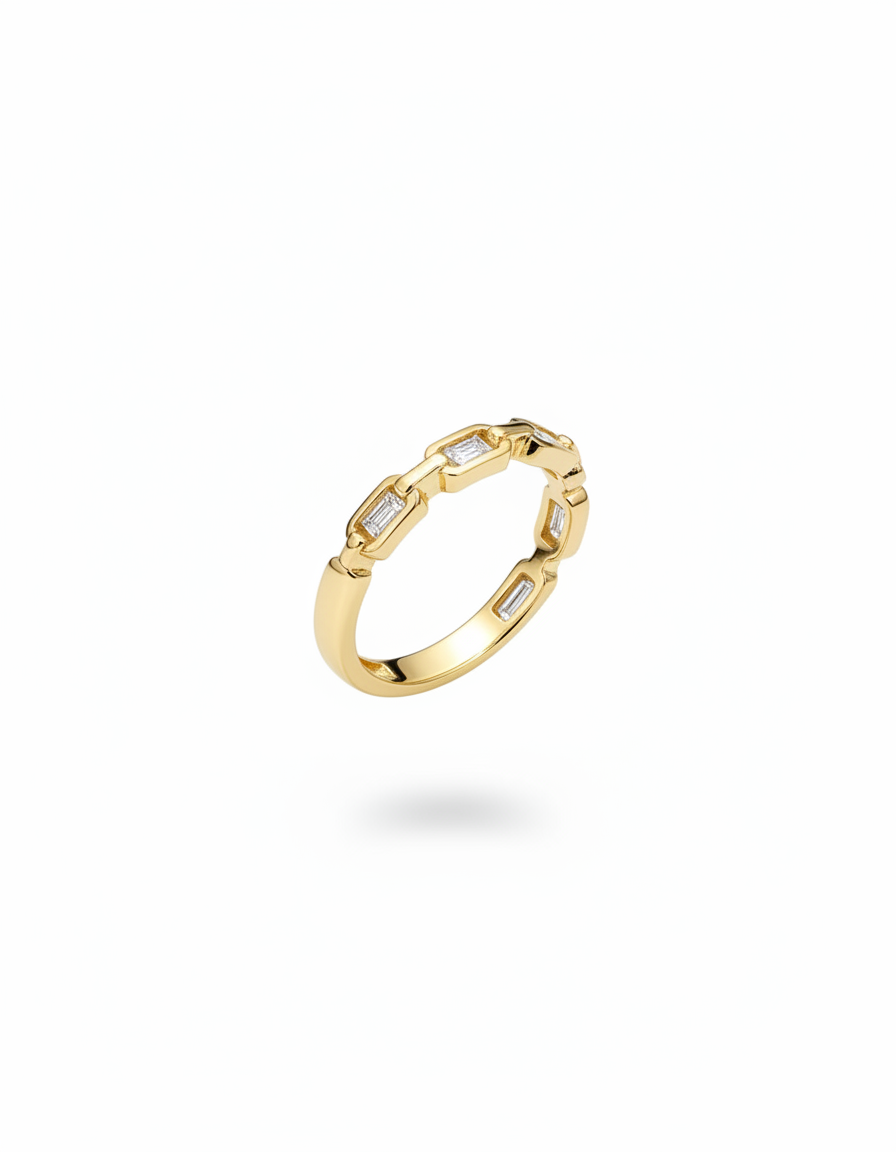 9ct Gold Princess Cut Chain Link Diamond Ring