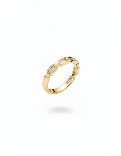 9ct Gold Princess Cut Chain Link Diamond Ring