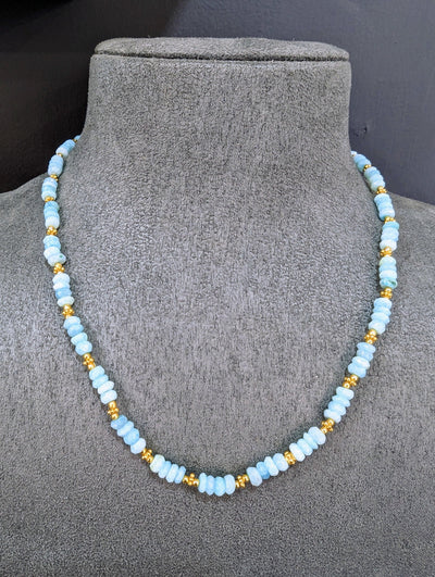Aqua Blue Opal 18ct Gold Vermeil Necklace - Rococo Jewellery