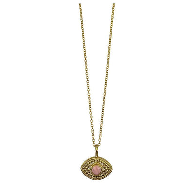 Anna Beck Gold Evil Eye Pink Opal Necklace - Rococo Jewellery