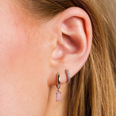 Scream Pretty Pink Baguette Charm Hoop Earrings - Rococo Jewellery