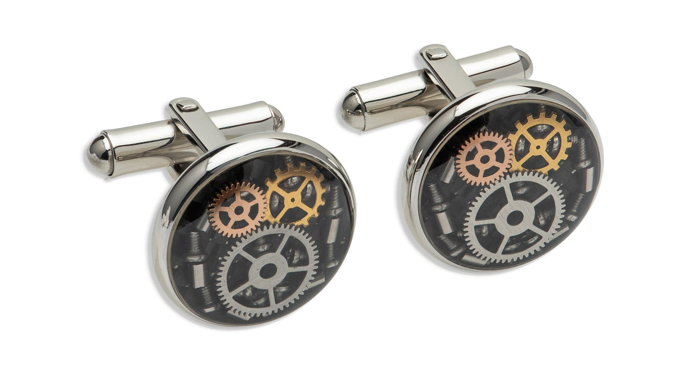 Unique & Co Black Cufflinks With Rose Gold Plating - Rococo Jewellery