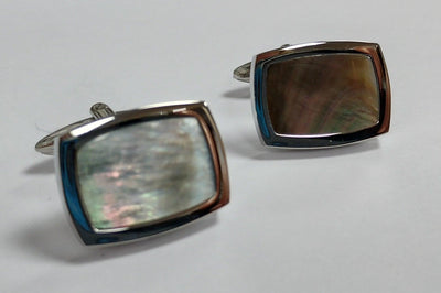 Unique & Co Steel Framed Abalone Cufflinks - Rococo Jewellery