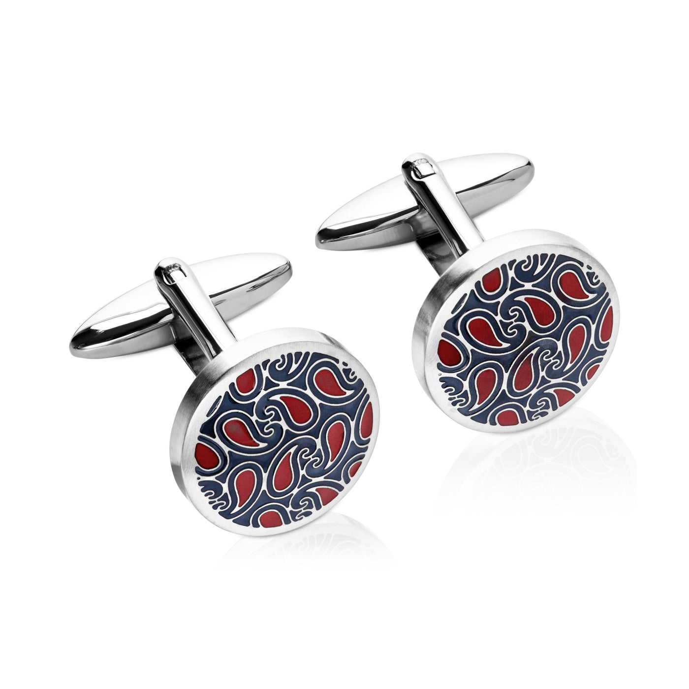 Unique & Co Blue And Red Paisley Cufflinks - Rococo Jewellery